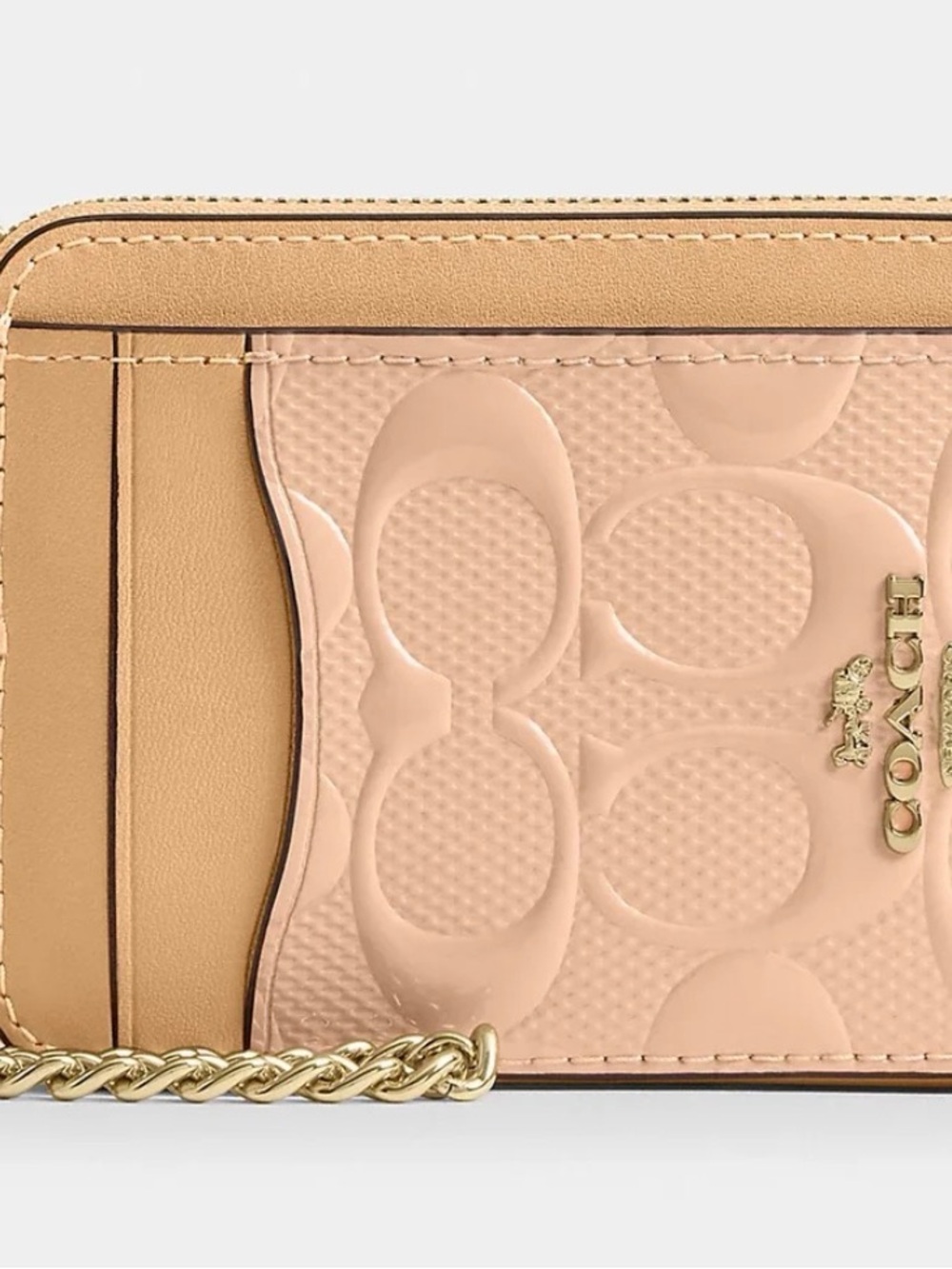 🧡Coach Zip Card Case - CFI29 Faded Blush Orange Signature Leather w/Charm - NWT